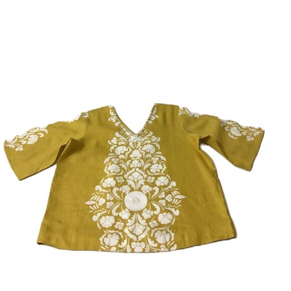 Boden Yellow Linen Wide Sleeve Top New Size 6 - Picture 5 of 12